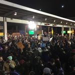 Protesters at JFK Airport, January 28, 2017<br>(Raphael Pope-Sussman / Gothamist)